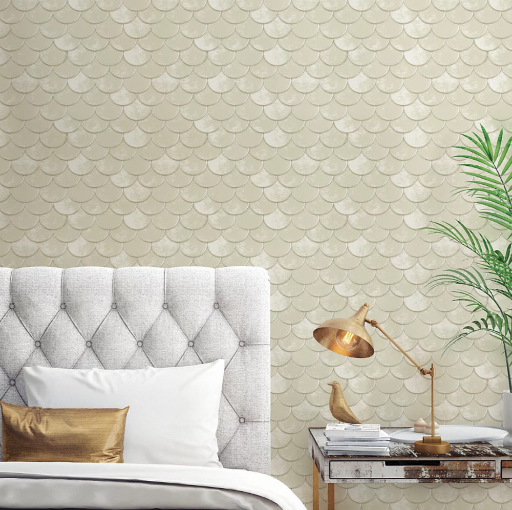 Tempaper Brass Belly Pearl by Genevieve Gorder Peel & Stick Wallpaper 56.37 Sqft